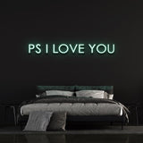  Personalized ‘P.S. I Love You’ neon sign for bedroom décor, perfect for adding a romantic touch to intimate spaces.