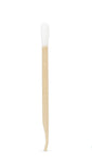 Puffco Dual Tool 50-pack featuring a wooden dab tool and organic cotton cleaning swab, perfect for CBD loading and mess-free cleaning, biodegradable design.