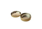 RAW small metal carrying case, compact round tin with grip lid, perfect for storing herbs on-the-go.