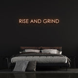 Rise & Grind LED Neon Sign – Motivational LED wall sign designed for offices, creating an inspiring atmosphere with eco-friendly neon lights and durable components.

