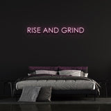 Rise & Grind Neon Sign – Eco-friendly LED neon strip wall decor designed for home or office, offering 10+ years of durability with a powerful power bank for longevity.

