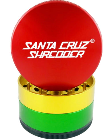 Alt Text: Santa Cruz Shredder 2.6" 4-Piece Grinder with non-stick design, stainless steel, and smooth grinding for tobacco.

