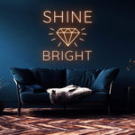 Shine Bright Like a Diamond Neon Sign – Stylish LED wall decor for home, events, and businesses, creating a chic and vibrant atmosphere.