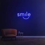 Smile LED neon sign for home decor, creating a welcoming atmosphere with colorful lighting. Perfect for uplifting spaces and spreading joy.