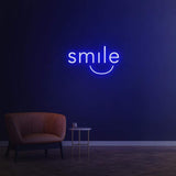 Smile LED neon sign for home decor, creating a welcoming atmosphere with colorful lighting. Perfect for uplifting spaces and spreading joy.