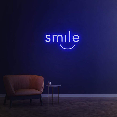 Smile LED neon sign for home decor, creating a welcoming atmosphere with colorful lighting. Perfect for uplifting spaces and spreading joy.
