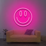 Smiley LED neon sign for office decor, perfect for brightening up workspaces and adding a cheerful atmosphere with vibrant neon lights.
