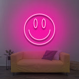 Smiley LED neon sign for office decor, perfect for brightening up workspaces and adding a cheerful atmosphere with vibrant neon lights.