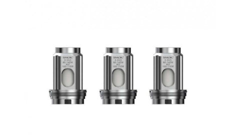 SMOK TFV18 Mesh Replacement Coils 3CT/PK, featuring 0.330Ω single mesh, 0.150Ω dual mesh, and RBA coil. Designed for optimized flavor and vapor production, with wattage ranges 80-140W for mesh coils, and 45-80W for RBA coil. Compatible with TFV18 Tank.