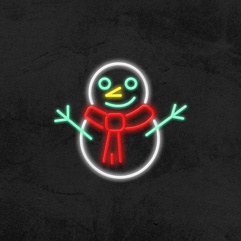 Snowman LED neon sign, festive lighted decor for holiday celebrations, perfect for Christmas and winter decor.