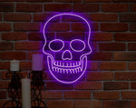 Spooky skull neon sign, ideal for adding a dramatic and fun effect to Halloween events.