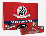 Starbuzz premium coconut instant light charcoal, 33mm, 10 tablets per roll, 10 rolls per box, high-quality coconut shell compound for superior hookah performance and taste.