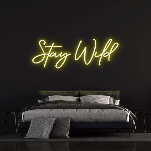 Stay Wild LED neon sign wall decor, an eco-friendly and durable light source for any modern space.