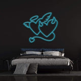 Vibrant Neon Sign – 'Angel and Devil Hearts' LED decor for homes or events, a unique and captivating addition to any room or party.