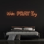 Wake Pray Slay Motivational LED Neon Sign – Colorful Wall Décor for Home, Office, or Gym, Promotes Positivity and Focus.