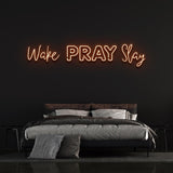 Wake Pray Slay Motivational LED Neon Sign – Colorful Wall Décor for Home, Office, or Gym, Promotes Positivity and Focus.