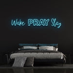 Wake Pray Slay LED Neon Sign – Motivational Wall Décor for Home, Office, or Gym, Adds Inspiration and Color to Your Space.
