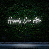 Happily Ever After neon sign, LED wedding décor ideal for creating a memorable romantic atmosphere.
