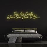 Warm LED neon sign in a bedroom, radiating positivity with its motivational message and sleek design.